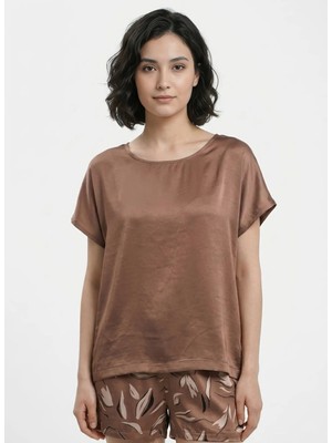 Vivis Somon Kadın Yuvarlak Pijama Üst 50VIV10814