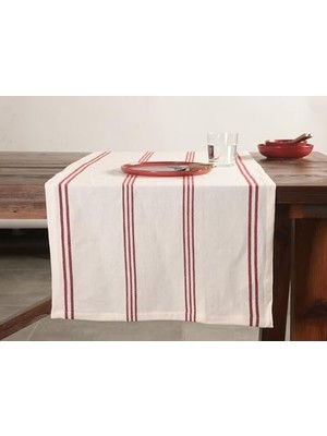 Gndz Store Chantilly Kırmızı Çizgili Pamuk Runner 50X150CM