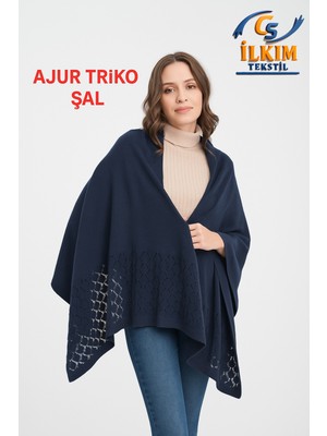 İlkim Tekstil Ajur Triko Şal, Şık Rahat Omuz Şalı, Triko Omuz Şalı, 75X175