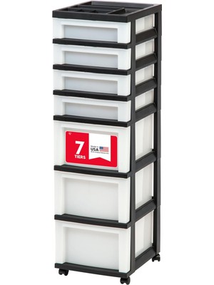 Gndz Store Abd 7 Çekmeceli Depolama Arabası, Düzenleyici Üst, Siyah