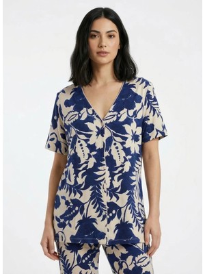 Wondergen Lacivert Kadın Pijama Üst 401WON-1124-224