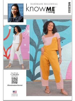 Gndz Store Mccall's Know Me Bayan Kazak Kırpma Üstler ve Pull-On Pantolon Dikiş Desen Seti, Tasarım Kodu ME2033, Bedenler 18-20-22-24-26