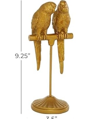 Gndz Store Deco 79 Polystone Papağan Heykel, 3" x 3" x 9", Altın