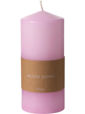 Mudo Home Sütun Mum Pembe 7X15 cm