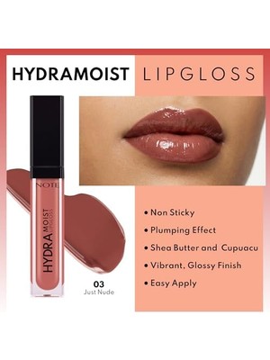 Gndz Store Cosmetics Hydramoist Lipgloss 03 Nude Nemlendirici Dudak Parlatıcısı, Nude (4 Paketi)