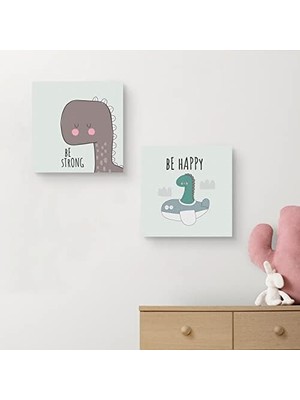 Gndz Store Bebek Odasına Özel Minimal Dinozor Tasarımlı Kanvas Tablo 25X25 cm