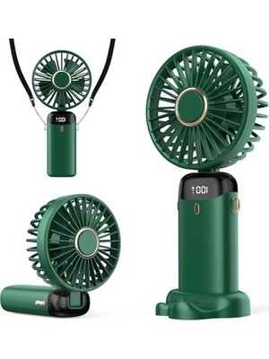 Odea Taşınabilir USB Vantilatör, 4200MAH Şarjlı El Tipi Fan, LED Ekranlı, 3'ü 1 Arada El/boyun/masa Fanı, Yaz, Ofis, Seyahat Için, Kadınlar, Kızlar ve Çocuklara Hediye (Yeşil)