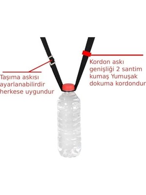 YF Tekstil Ambalaj Pet Şişe Taşıma Aparat Askılı Lastikli Su Taşıma Aparatı Askısı Ayarlanabilir Su Şişesi Tutacağı Plastik Şişe Tutucu 500 ml Kadar Taşır
