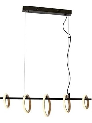 Gndz Store AV-60359-5Y-BSY Sarı/siyah Boyalı Modern Avize LED Metal Pleksi 80X20CM