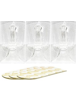Gndz Store 61328 3pc Removable Transparent Adhesive Hooks,