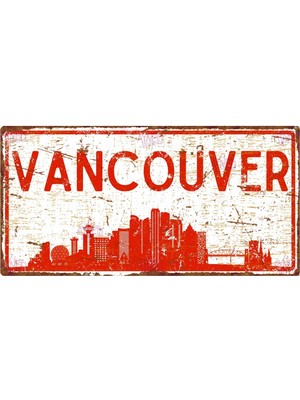AYNED Print Vancouver Skyline Ahşap Mdf Tabela – Vintage Şehir Duvar Süsü