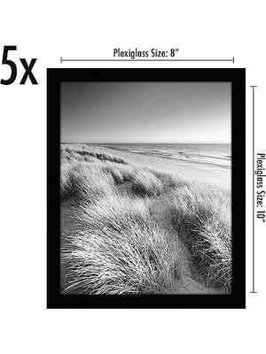 Gndz Store Siyah 8X10 Resim Çerçevesi - 5'li Fotoğraf Çerçevesi Seti - Parlak Pleksiglaslı Duvar ve Masa Üstü Için Yatay Veya Dikey Ekran Için Testere Dişi Asma Donanımı ve Şövale Dahil