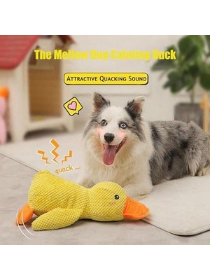 YF Tekstil Ambalaj Köpek Oyuncağı Sesli Peluş Ördek 45 cm – Dayanıklı Isırma ve Çekiştirme Oyuncağı, Diş Temizleyici Dokulu Yumuşak Köpek Oyuncağı, Büyük Irk Köpekler Için Eğitici Oyuncak – Sarı