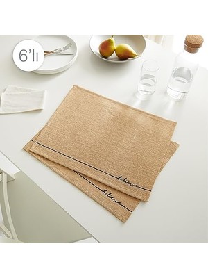 Gndz Store 6'lı Jüt Amerikan Servis Seti 45 x 35 cm
