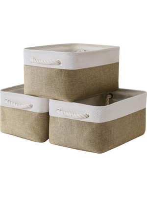 Gndz Store Thewarmhome Düzenleme Için Saklama Sepeti - 35,5 x 25,4 x 17,78 cm Orta 3'lü Paket Kolları Raflar Için Katlanabilir Saklama Kutusu, Organizatör Küpleri Için Canves Saklama Kutusu Bez Hediye Oyuncak