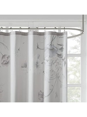 Gndz Store Cassandra Pamuk Perkal Banyo Duşu, Baskılı Çiçek Desenli Modern Shabby Gizlilik Banyo Kumaş Perdeler, 182 cm x 182 Cm, Mavi