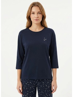 Sixteensixty Lacivert Kadın Yuvarlak Pijama Üst 403SIX-1110-112