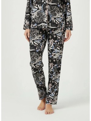 Wondergen Siyah-Beyaz Kadın Desenli Pijama Alt 401WON-1116-229