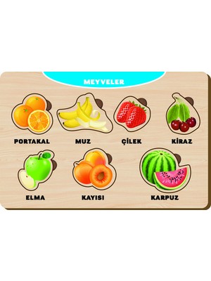 Maketçiniz Ahşap Eğitici Bul Tak Meyve Yapboz 6 Parça Ahşap Malzeme ile Çocuk Gelişimine Destek