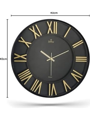 Gndz Store Galaxy Premium Serisi Modern Tasarımlı Roma Rakamlı 40 cm Duvar Saati Siyah-