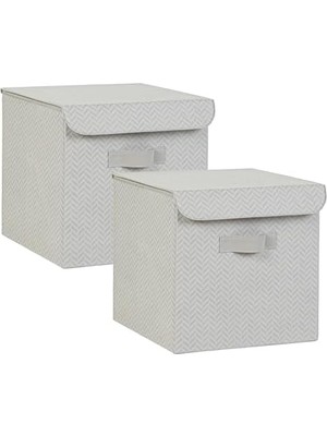 Gndz Store 2'li Gri Kapaklı Kutu Set 30 x 30 x 30 cm
