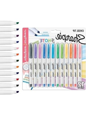 Die Grup Sharpıe S-Note Fosforlu Işaretleme Kalemi, 12'li Blister, Karışık