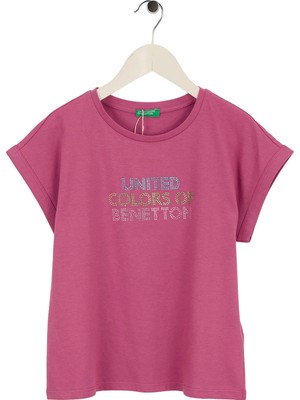 United Colors Of Benetton Pembe Kız Çocuk Baskılı T-Shirt 3I1XC10TT