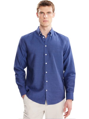 Ted Baker Mavi Erkek Düğmeli Comfort Fit Oxford Gömlek TBMRSH2060