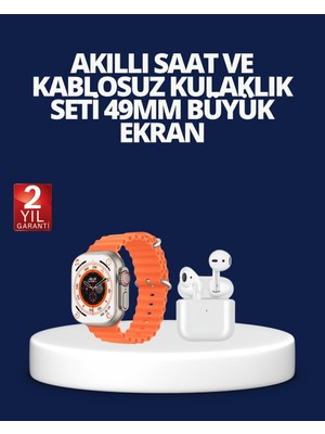 YF Tekstil Ambalaj Watch 9 Max Akıllı Saat ve Kablosuz Kulaklık Seti 2 Kordonlu Sesli Görüşme Öz - YFTA161272-4