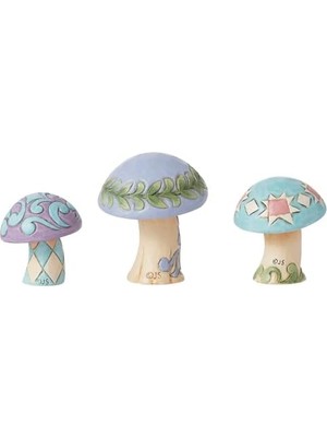 Gndz Store Jim Shore Heartwood 's Meadow Mushrooms Minyatür Heykelcik Seti, 6,5 Cm, Çok Renkli