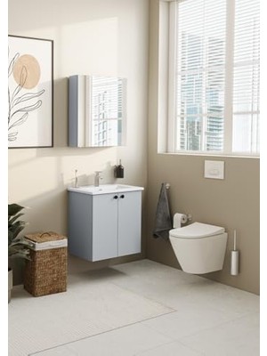 Gndz Store Shift T20 81003 Kapaklı Lavabo Dolabı, Kül Gri, 60 cm