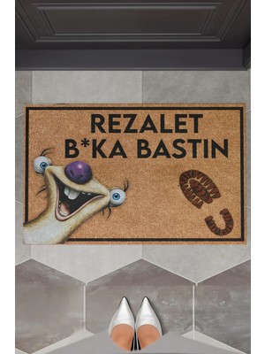 Charmbi Buz Devri Rezalet B*ka Bastın Dekoratif Çok Amaçlı Iç ve Dış Kapı Paspası