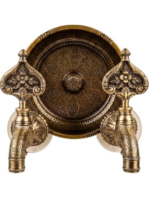 Lpd Iki̇li̇ Hamam Taslı Antik Desenli Osmanlı Musluk (Lüx, %100 Pi̇ri̇nç)