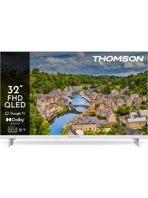 Thomson Tv 32 Inç (80 Cm) Fhd QLED Smart Google Tv, 12V Adaptör, Sesli Kontrol, Google Cast, Dolby Audio, HDR10, Wifi, Bluetooth, 3x Hdmı, Beyaz, 32FQG3S15CW