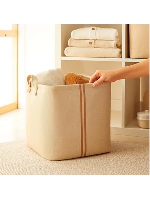 Gndz Store 2'li Çocuk Odası Jüt Kumaş Sepet Set 30 x 30 x 30 cm