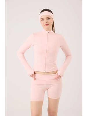Holly Lolly Parmak Detaylı Fermuarlı Fabiola Ceket Pembe