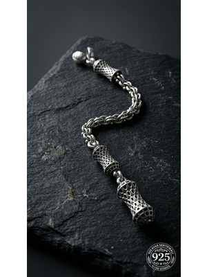 Roza Silver Koleksiyonluk 925 Ayar Gümüş Otantik Işleme Arnavut Zincir Tesbih Püskül Ucu