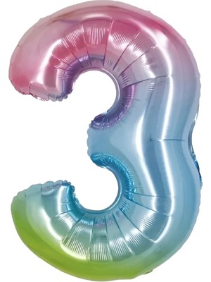 Le Mabelle Çok Renkli 3 Rakamı Parti Balonu