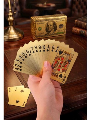 Wolawood Gold Amerikan Dolar Tasarımlı Oyun Kartları Kağıdı Seti $ Premium Poker Kartları Casino Eğlence Texas Holden, Poker, Batak, King Oyunlarına Özel Sınırlı Seri