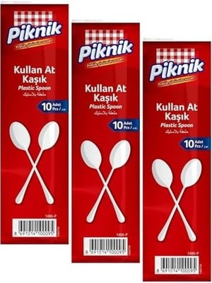 YF Tekstil Ambalaj Piknik Kullan-At Plastik Kaşık 10'lu Büyük Beyaz 1486 (3 Paketi)