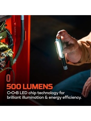 YF Tekstil Ambalaj Nebo Lil Larry 500 Lümen Usbc Şarj Edilebilir Çalışma Lambası - Pil Teknolojili Çalışma Lambası - 5 Modlu Beyaz Veya Kırmızı Işık - Suya ve Darbeye Dayanıklı Tasarım - Manyetik Taban ve Cep