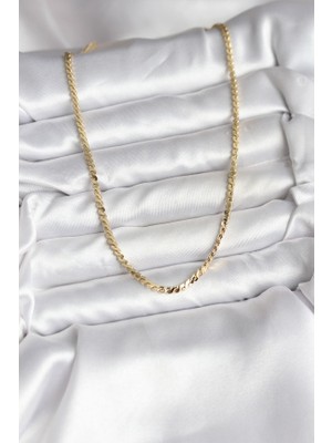 Lumina 14K Gold Renk Kaplama Ezme Yılan Zincir Model cm Kadın Kolye