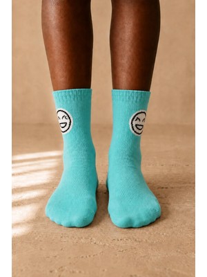 Bony Socks Çocuk Emoji Desenli Soket Çorap Yeşil