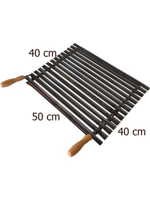 İklim 40 x 50 cm Demir Mangal Izgarası 5 kg Barbekü İçin Uzun Ömürlü Ahşap Saplı