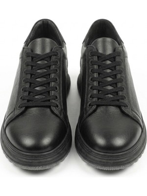 Growish GD0107 Hakiki Deri 4 Mevsim Poli Taban Uzun Süre Ayakta Kalmaya Uygun Siyah Spor Klasik Sneaker Ayakkabı