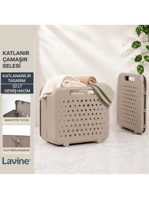 Lavine 32 Lt Katlanır Çamaşır Selesi Toprak Renkli Plastik Malzeme ile Kullanışlı ve Pratik