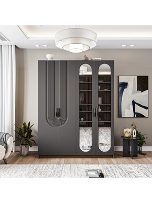 Velmo Aspen 4 Kapaklı Gardırop (Antrasit)