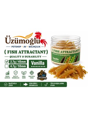 Üzümoğlu Lion Fishing Fish Attractant Vanilla Aromalı Silikon Yem 45MM 2.7g – Altın Kahve Simli Yapay Balık Yemi