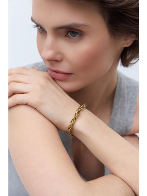 Kadriye Baştürk Vera Geçmeli Model Bileklik Gold