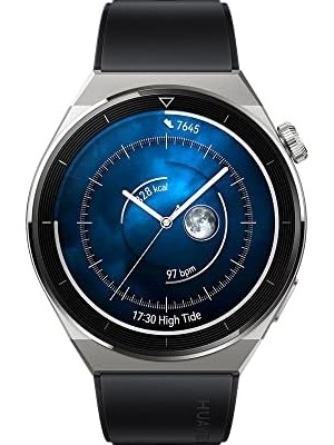 YF Tekstil Ambalaj Gt 3 Pro 46MM Titanyum Kasa ve Siyah Kauçuk Kayış Akıllı Saat